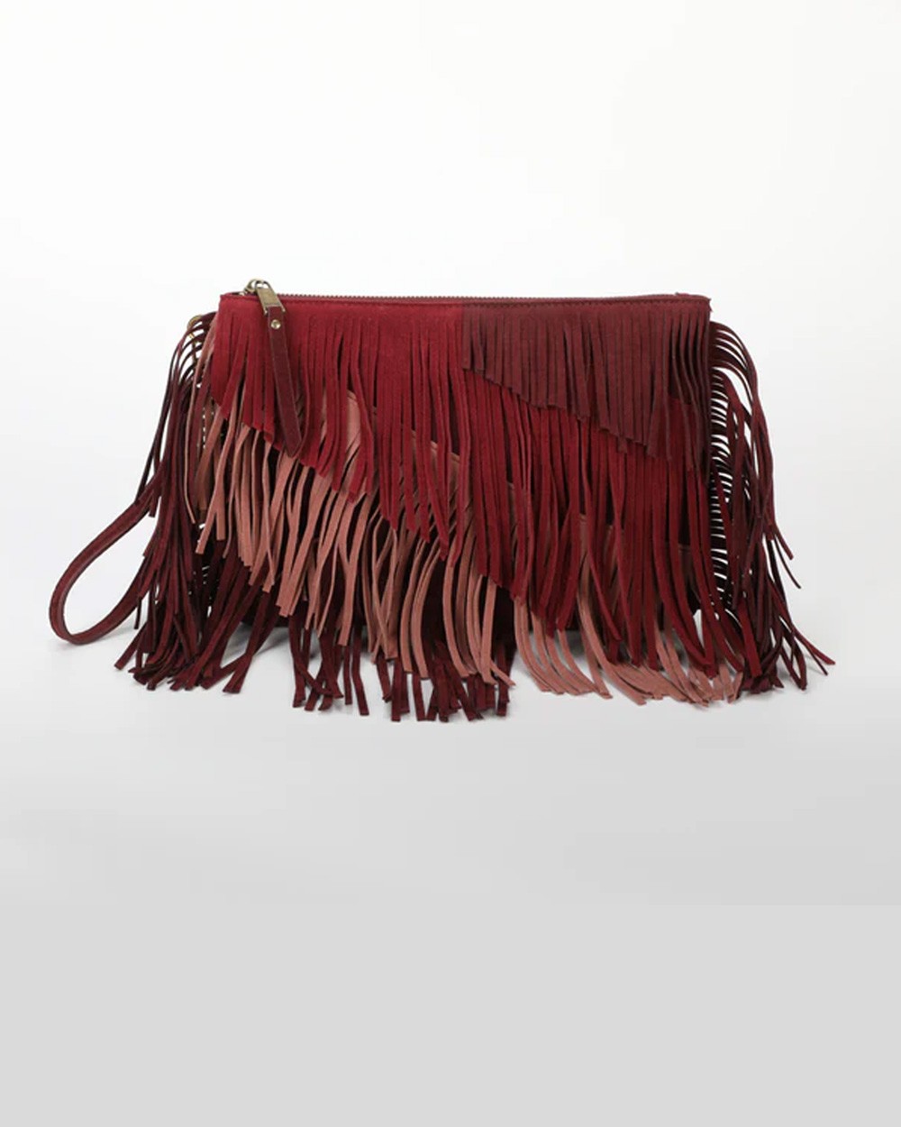 Mimi muà - borsa a busta con frange m8-h201316 mosto