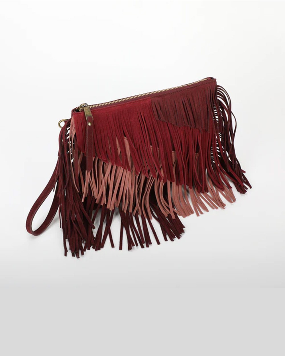 Mimi muà - borsa a busta con frange m8-h201316 mosto