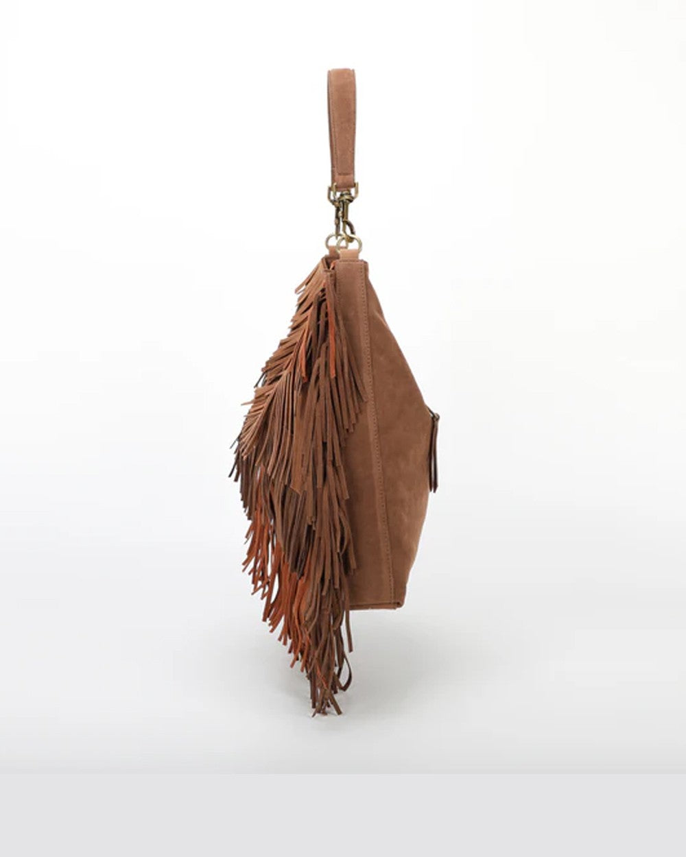 Mimi muà - borsa a sacca con frange m8-h201314 cuoio