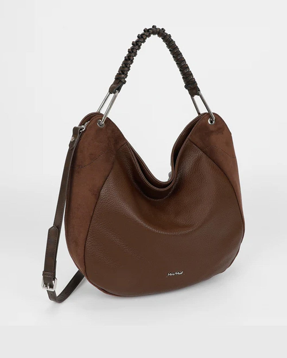 Mimi muà - borsa a sacca con dettaglio in eco suede m8-y201242 moro