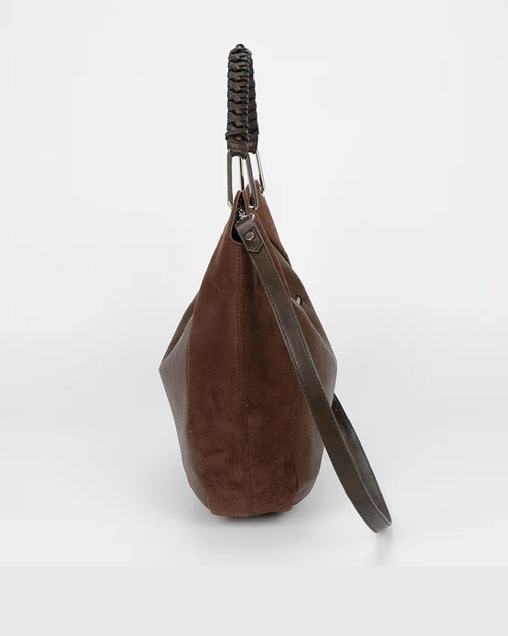 Mimi muà - borsa a sacca con dettaglio in eco suede m8-y201242 moro