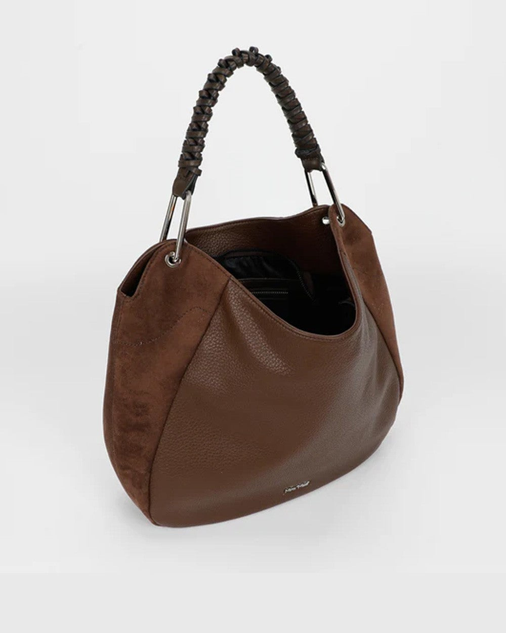 Mimi muà - borsa a sacca con dettaglio in eco suede m8-y201242 moro