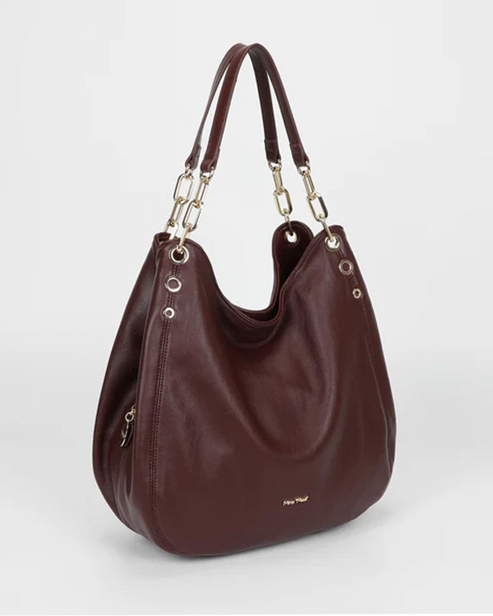 Mimi muà - borsa hobo con dettaglio occhielli m8-y201222 mosto