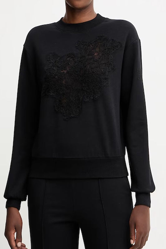 Ermanno scervino - felpa in cotone d474m607lem 95708 nero