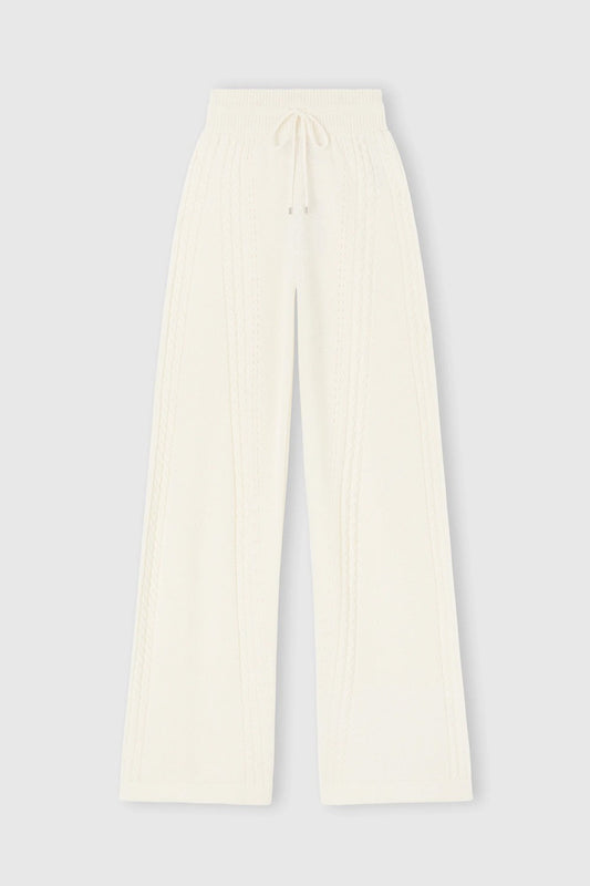 Ermanno scervino - pantalone cropped in misto lana e cashmere con motivo a trecc