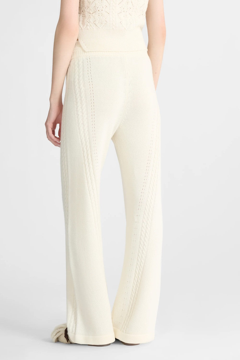 Ermanno scervino - pantalone cropped in misto lana e cashmere con motivo a trecc
