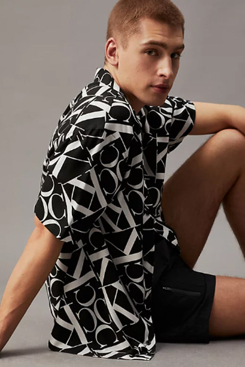 CK - Camicia Da Spiaggia Stampata - CK Monogram Nero