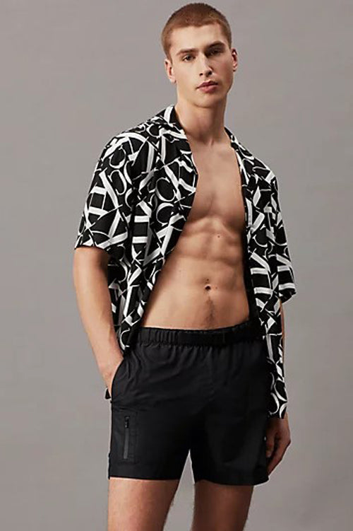 CK - Camicia Da Spiaggia Stampata - CK Monogram Nero