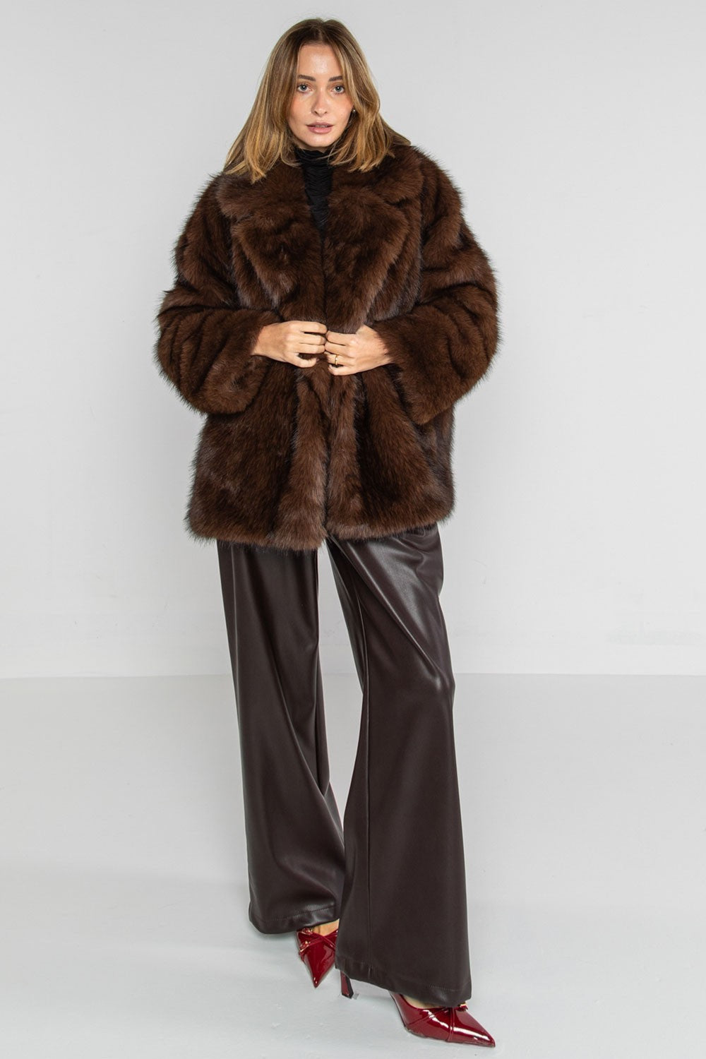 Lokita - ecopelliccia over con rever 1211 lok8312 moro