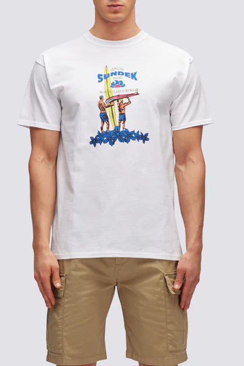 Sundek - T-shirt Stampa Sundek HERITAGE M639TEJY300 00600 Bianca