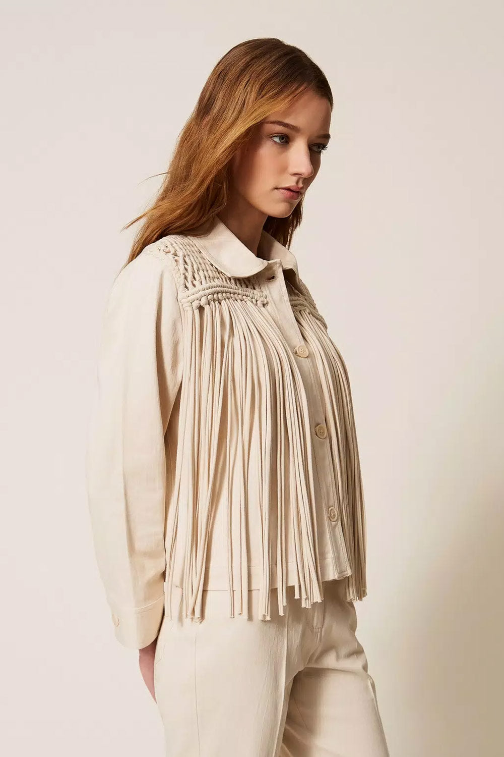 TwinSet - Giacca in bull con frange