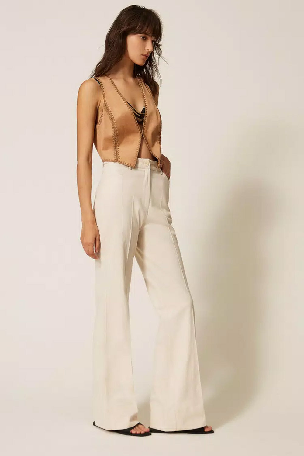 TwinSet - Pantaloni wide leg in bull