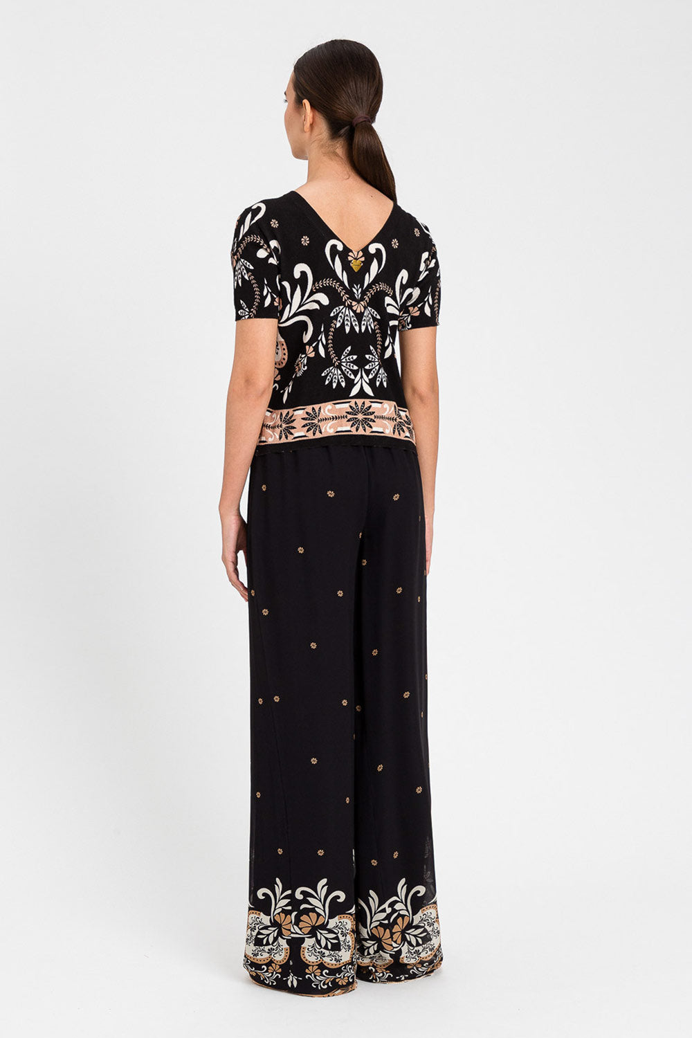 TwinSet - Pantalone palazzo stampa foulard