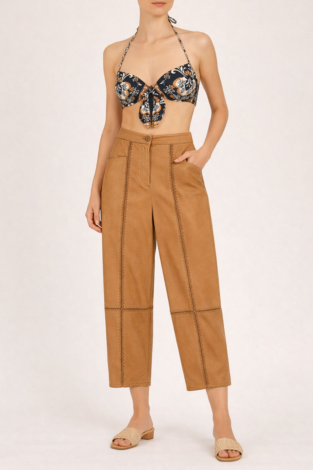 TwinSet - Pantalone con bordi laterali ricamati