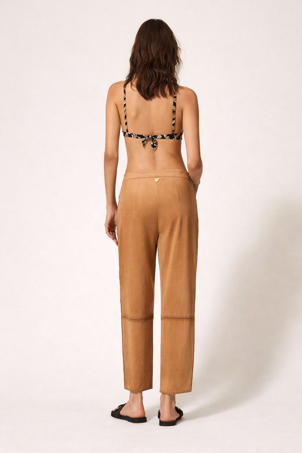 TwinSet - Pantalone con bordi laterali ricamati