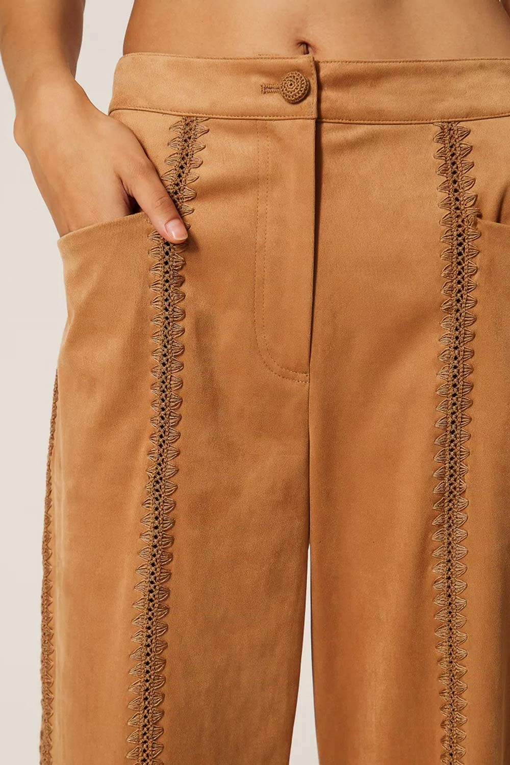 TwinSet - Pantalone con bordi laterali ricamati