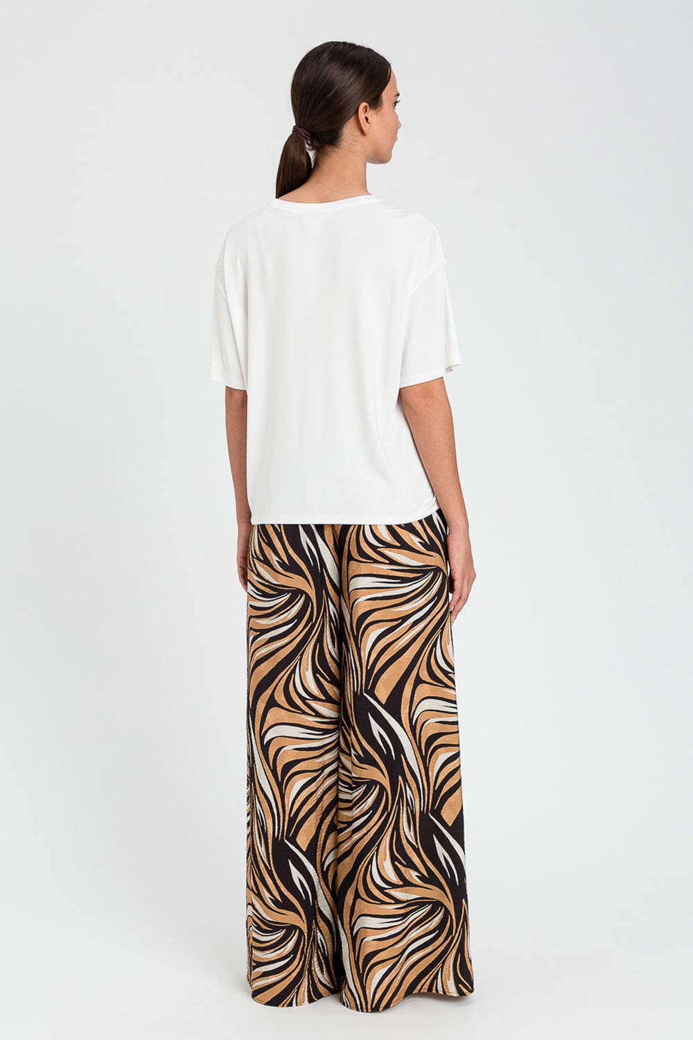 TwinSet - Pantalone largo fantasia zebra