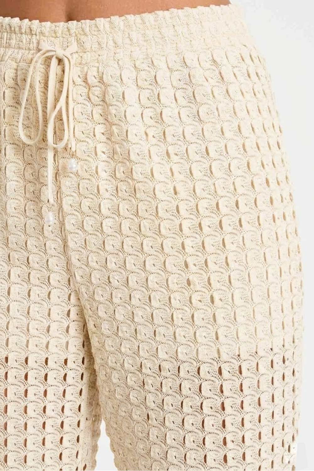 TwinSet - Pantalone lungo off white traforato