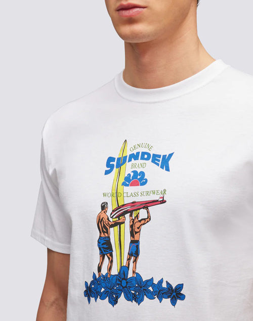 Sundek - T-shirt Stampa Sundek HERITAGE M639TEJY300 00600 Bianca