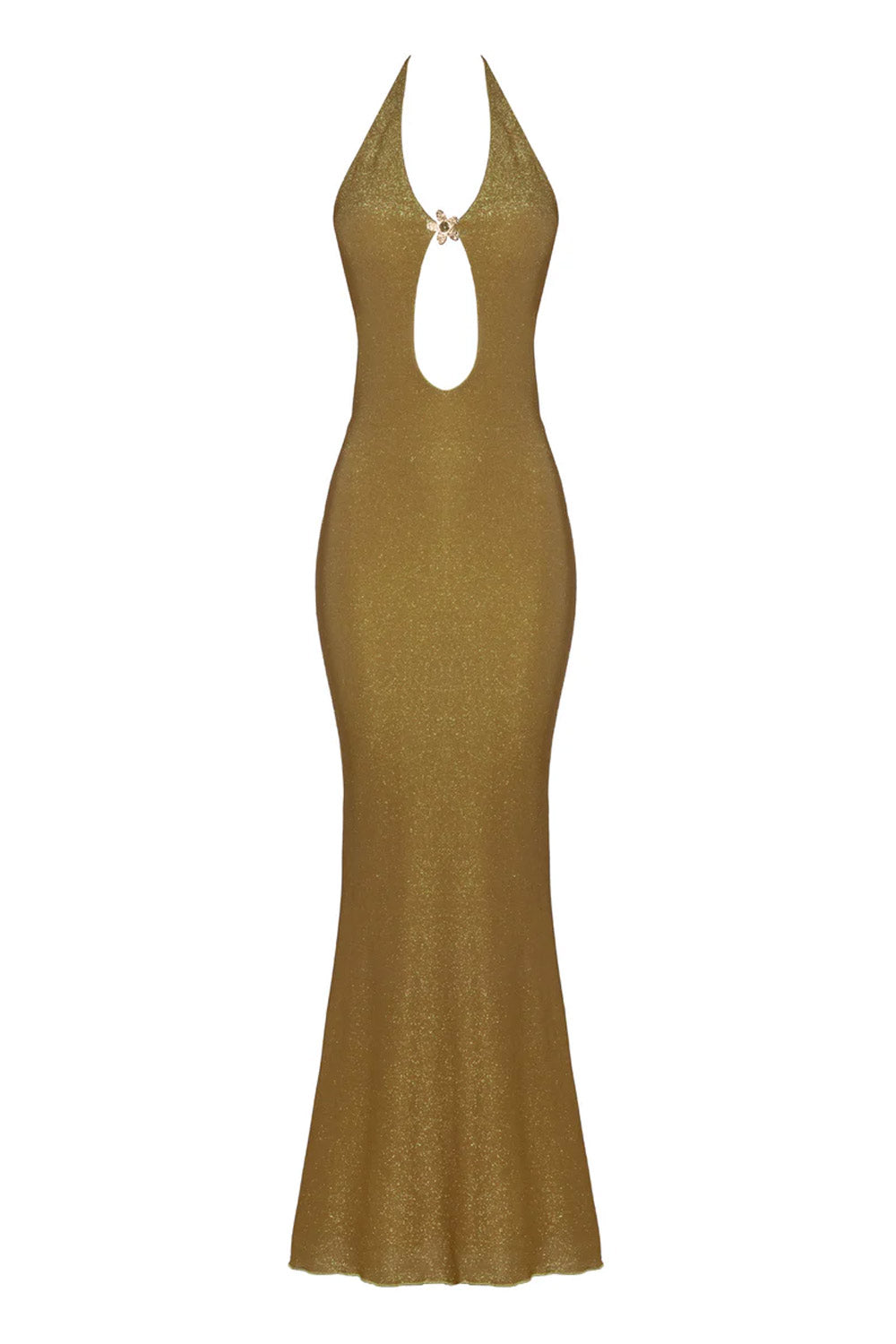 Donna Abito Lungo Atena Golden Lime SAND Maglia Shiny Gioiello