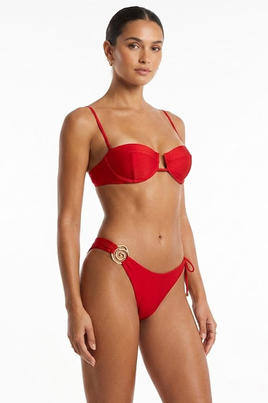 Donna Bikini HADLEY Venere SAND Lycra Lucida Rosso Ibisco