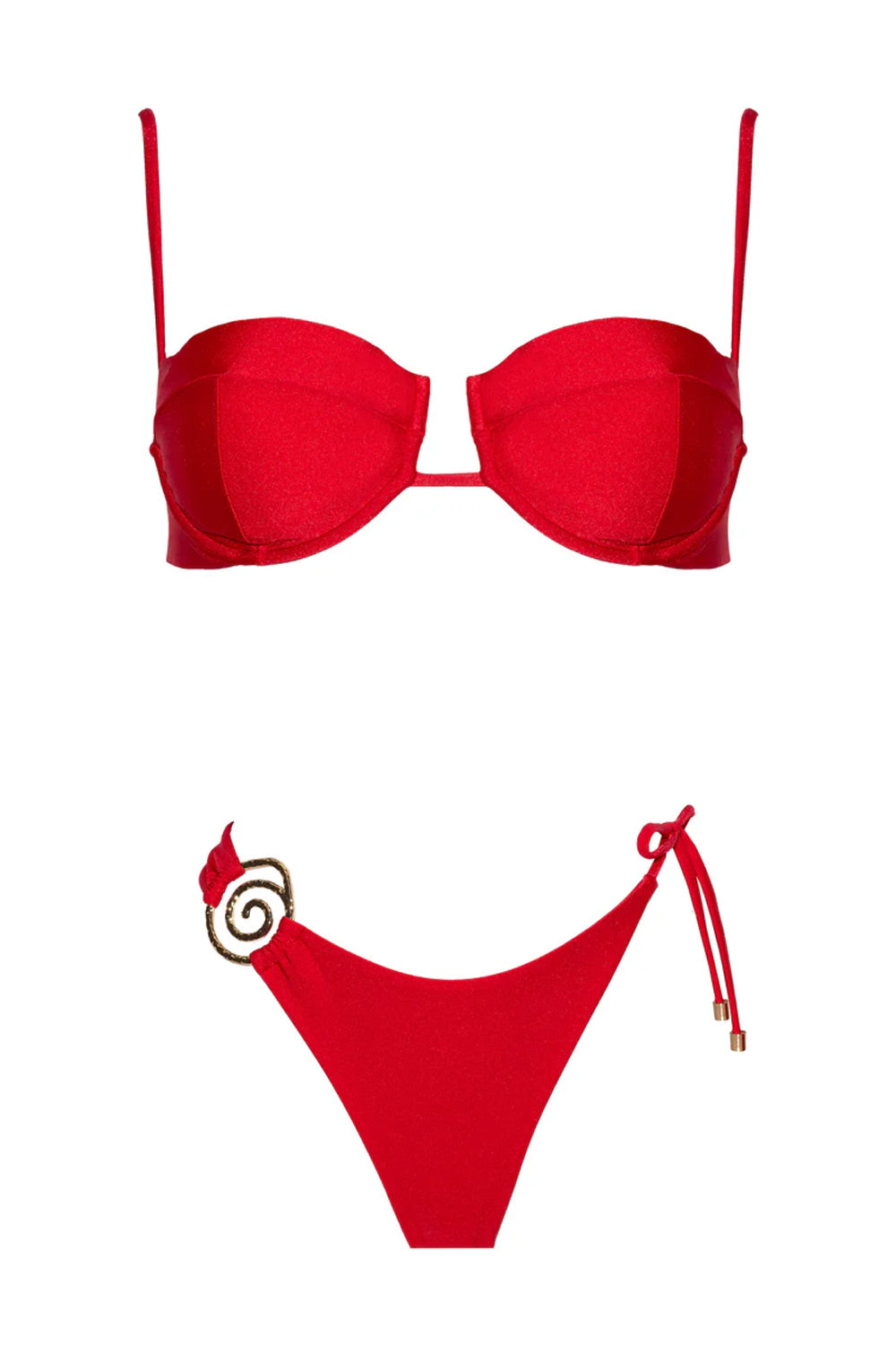 Donna Bikini HADLEY Venere SAND Lycra Lucida Rosso Ibisco
