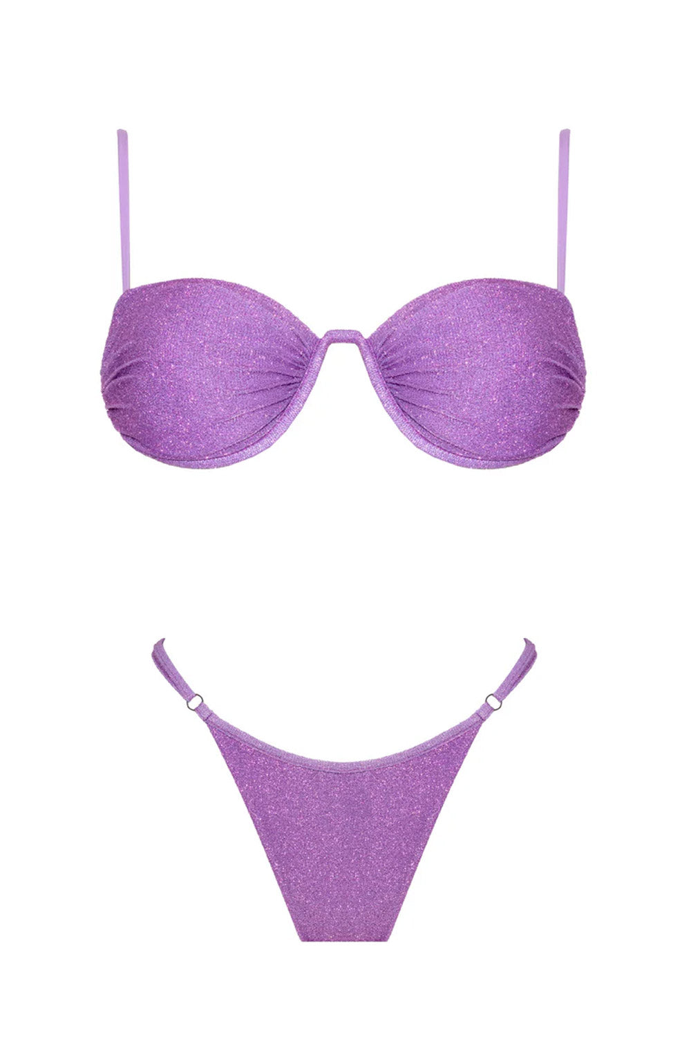 Donna Bikini SUNNY Lilac Plum SAND Tessuto Lurex Dettaglio Gioiello