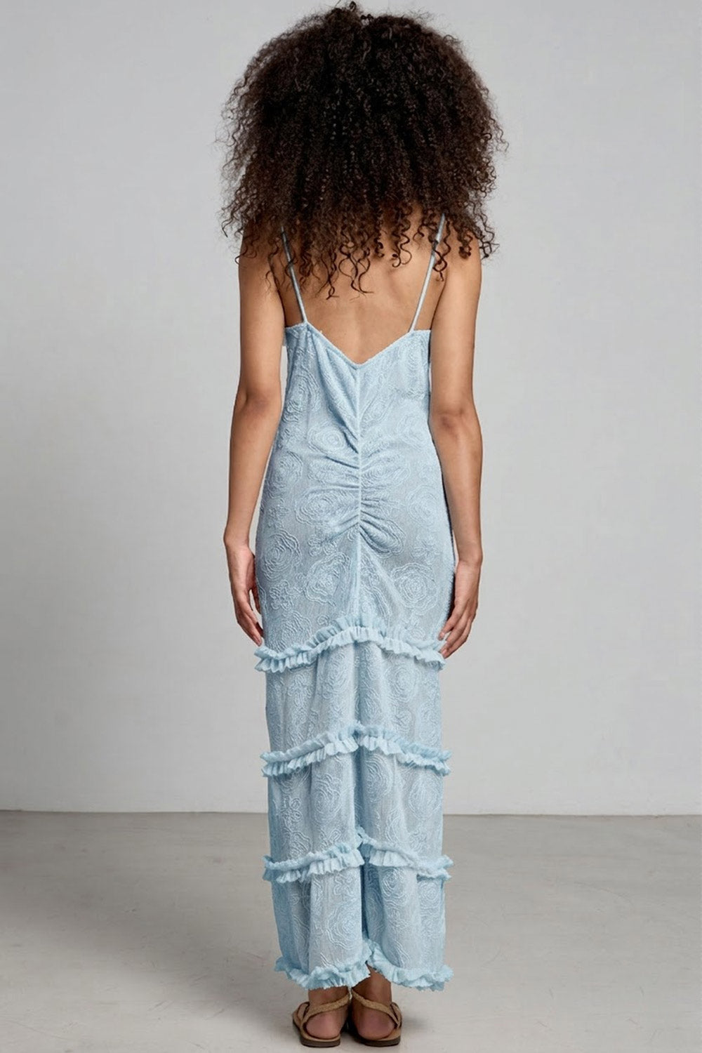 Donna Abito Lungo Brook CHRISTIAN ZEN in Pizzo Azzurro Ghiaccio