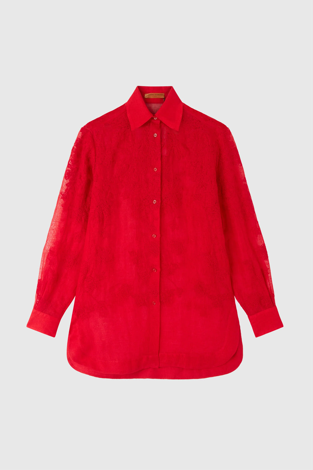Donna Camicia Ermanno Scervino Oversized in Lino Rosso con Ricami