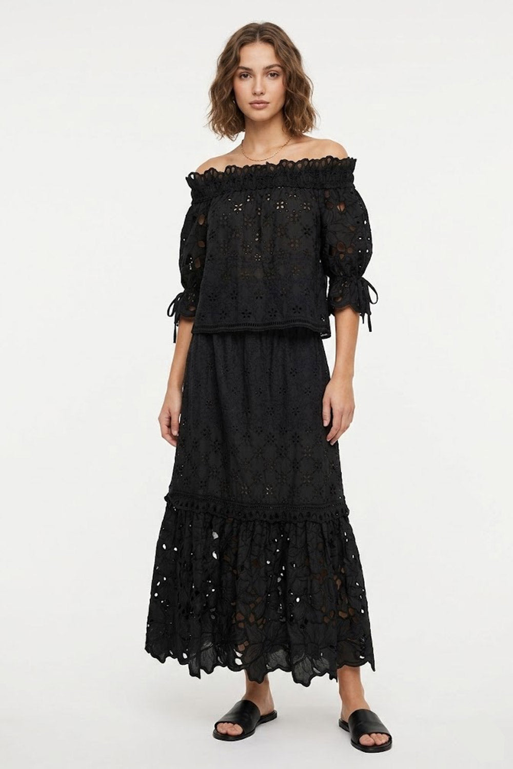 Donna Blusa Ermanno Scervino in Cotone Ricamo Sangallo Nero