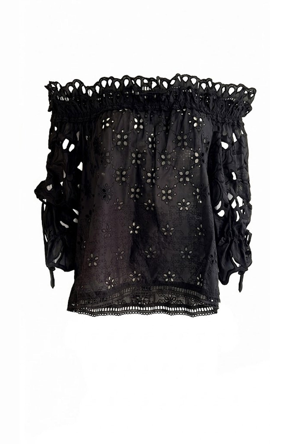 Donna Blusa Ermanno Scervino in Cotone Ricamo Sangallo Nero