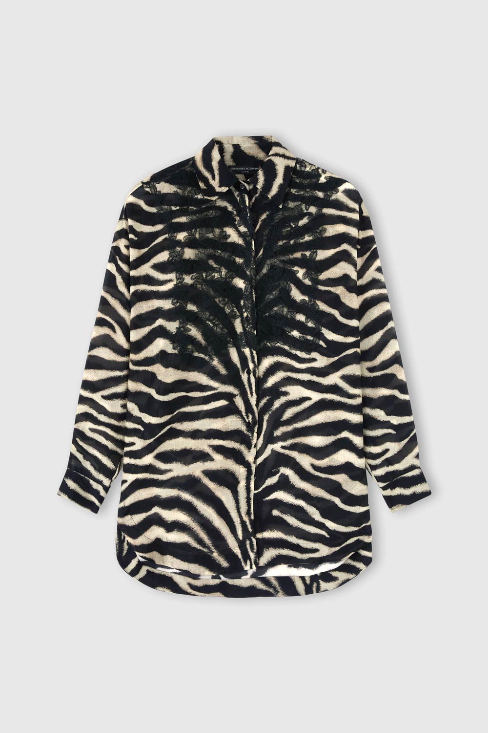 Donna Camicia Ermanno Scervino in Cotone e Seta Zebra Pizzo Rebrodé