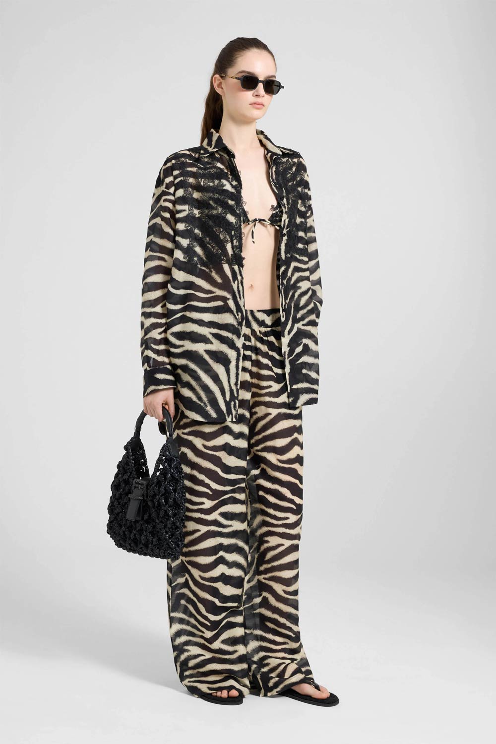 Donna Camicia Ermanno Scervino in Cotone e Seta Zebra Pizzo Rebrodé