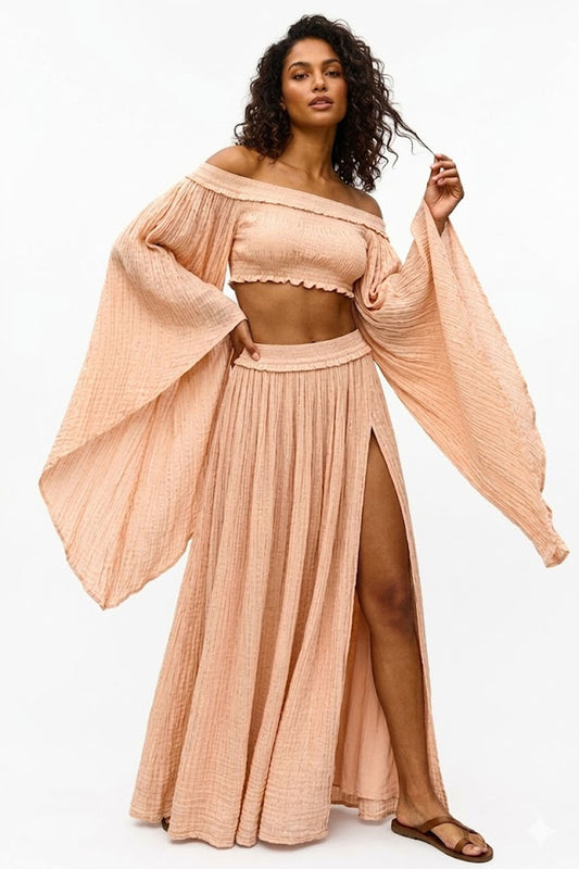 Donna Set Gonna Hamsa e Top Esmeralda CHRISTIAN ZEN in Cotone e Lurex