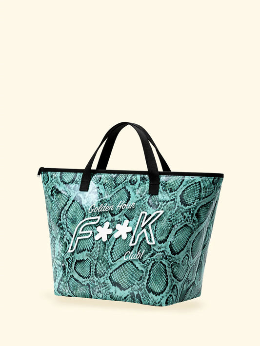 Donna Maxi Bag FK Trasparente Eco PVC con Logo e Chiusura Zip X04
