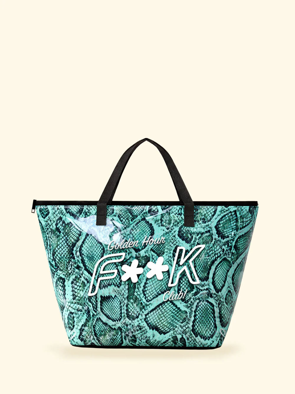 Donna Maxi Bag FK Trasparente Eco PVC con Logo e Chiusura Zip X04
