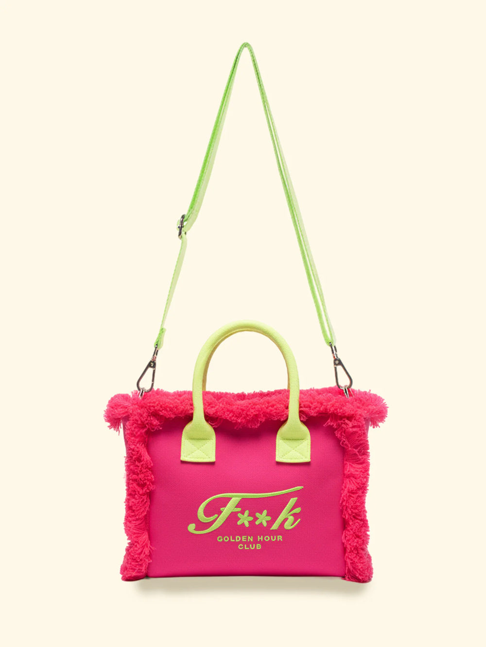 Donna Borsa Cesto FK Fuxia Cotone Zip e Tracolla Removibile