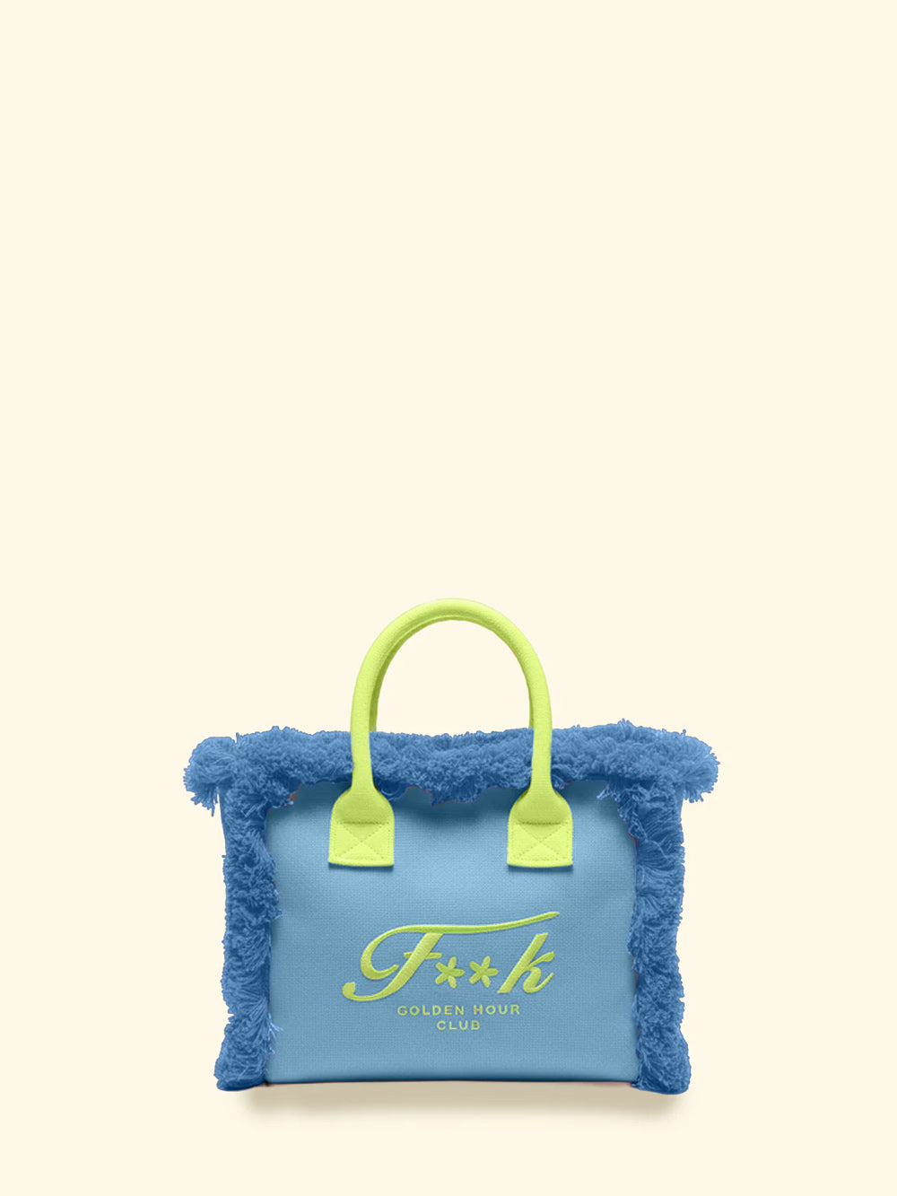 Donna Borsa Cesto FK Azzurro Cotone Zip e Tracolla Removibile