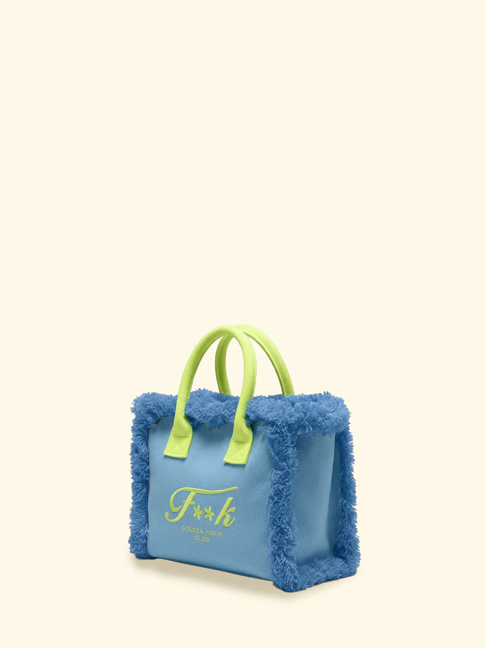 Donna Borsa Cesto FK Azzurro Cotone Zip e Tracolla Removibile