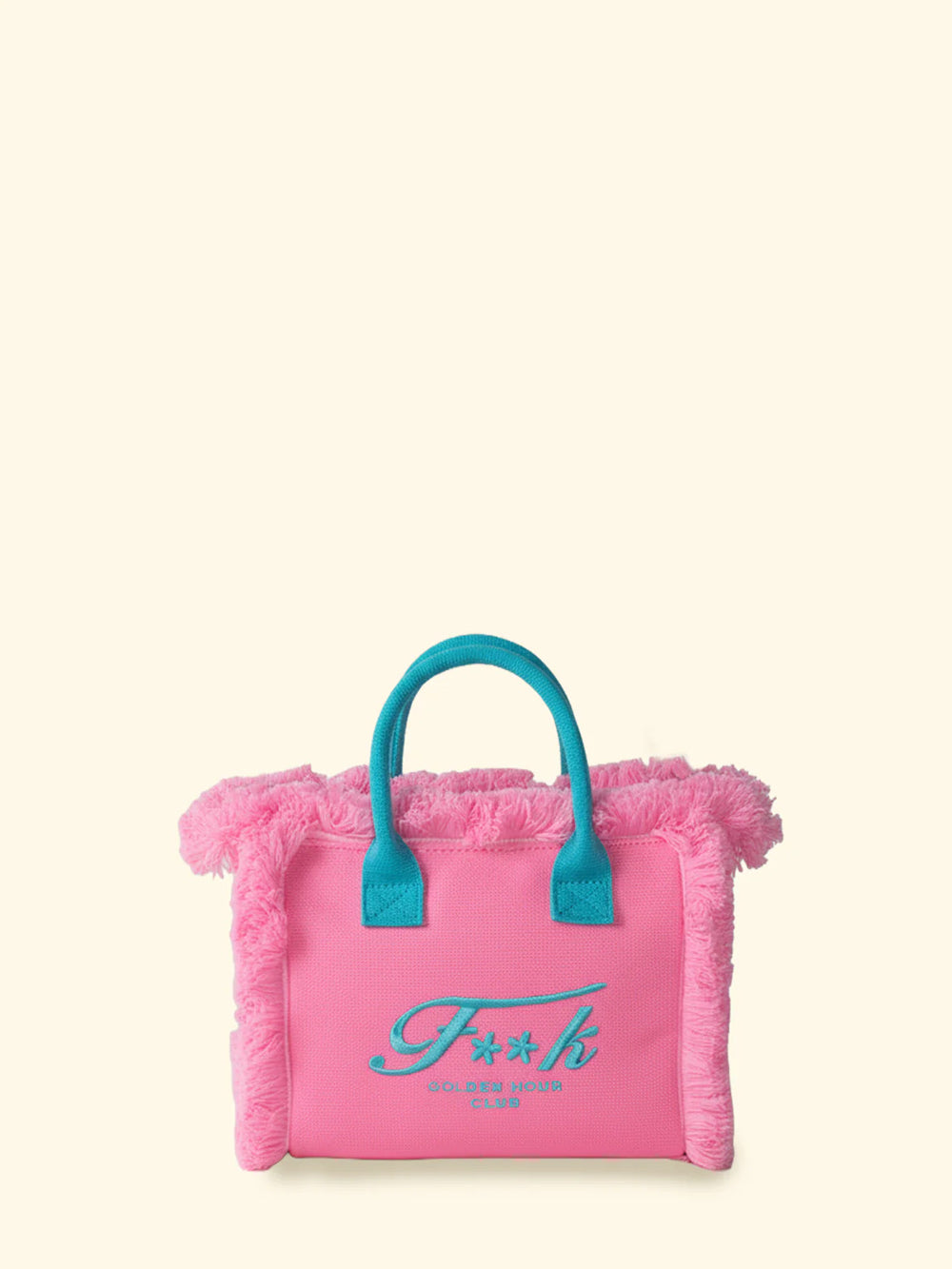 Donna Borsa Cesto FK Pink Cotone Zip e Tracolla Removibile