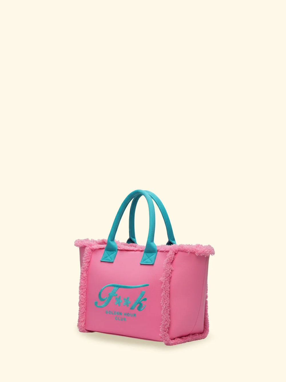 Donna Borsa Cesto FK Pink Cotone Zip e Tracolla Removibile