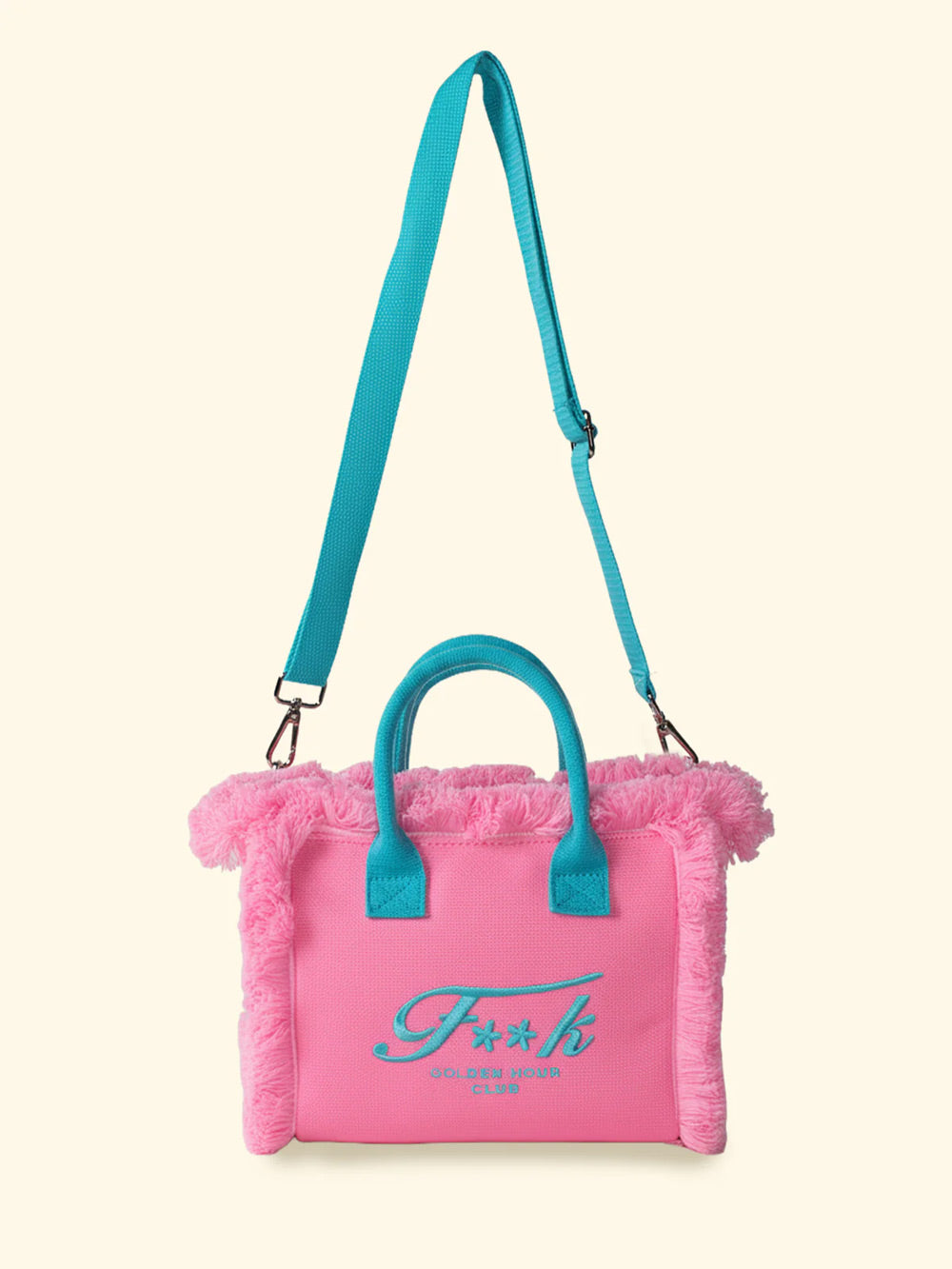 Donna Borsa Cesto FK Pink Cotone Zip e Tracolla Removibile