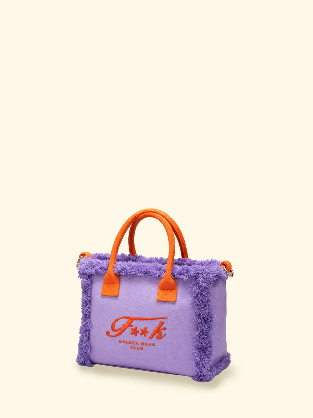 Donna Borsa Cesto FK Violet Cotone Zip e Tracolla Removibile
