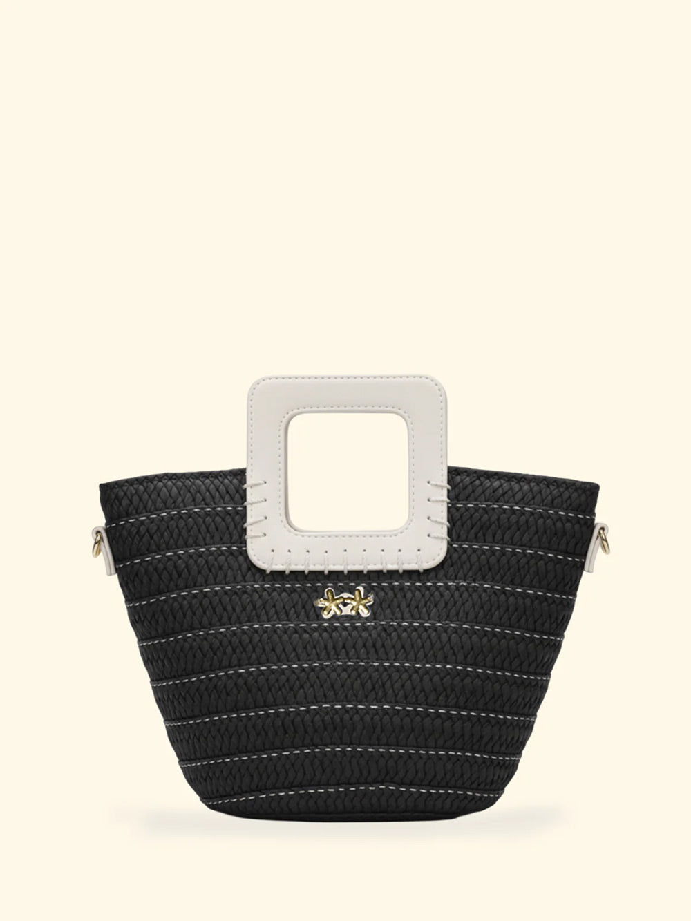 Donna Mini Bag FK Paglia Black Manico Rigido Tracolla