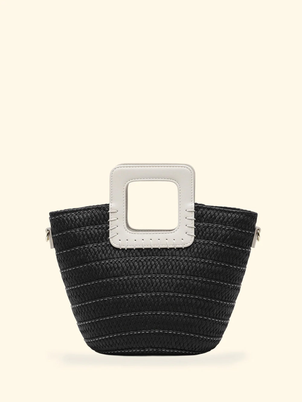 Donna Mini Bag FK Paglia Black Manico Rigido Tracolla