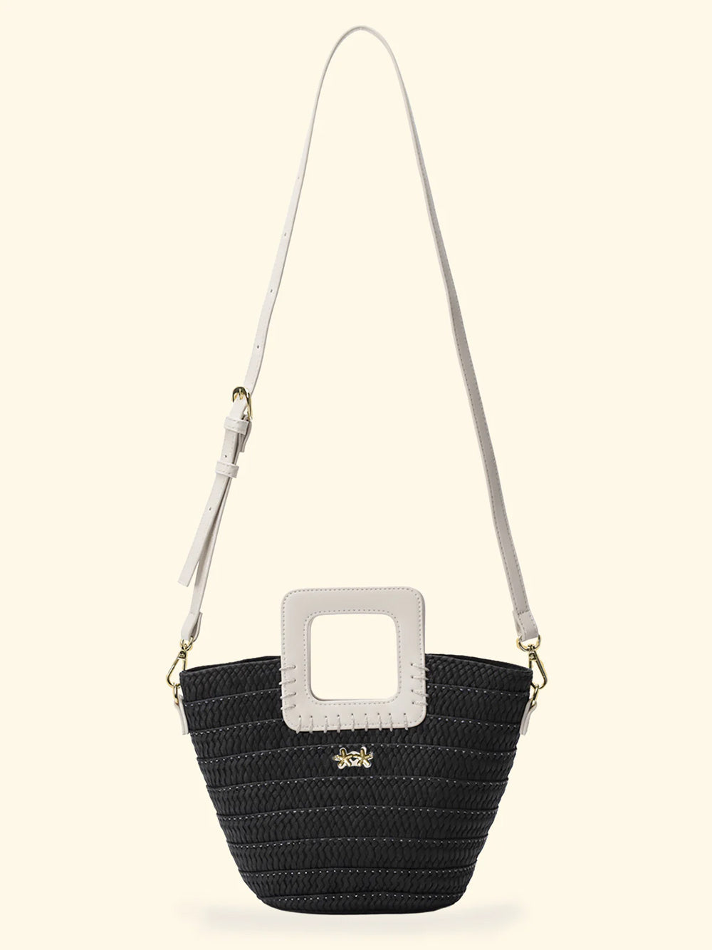 Donna Mini Bag FK Paglia Black Manico Rigido Tracolla