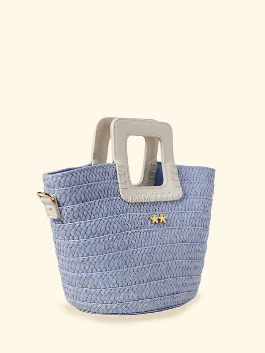 Donna Mini Bag FK Paglia Sky Blu Manico Rigido Tracolla FK26-SW0025SB