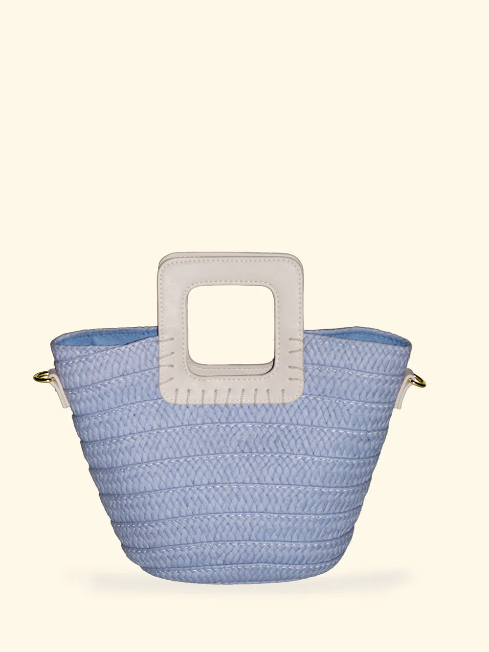 Donna Mini Bag FK Paglia Sky Blu Manico Rigido Tracolla FK26-SW0025SB
