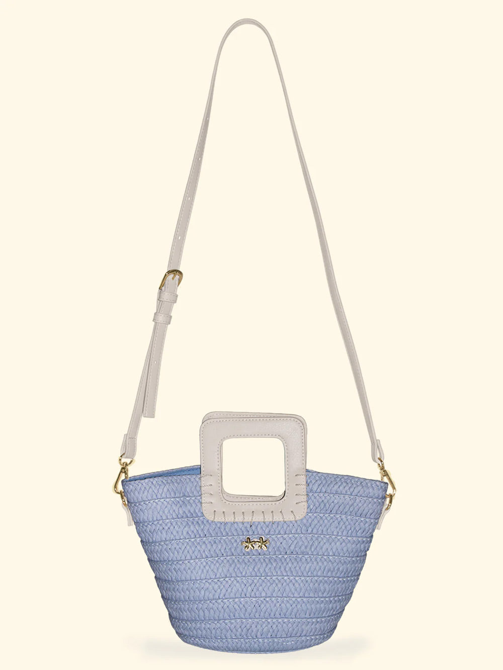 Donna Mini Bag FK Paglia Sky Blu Manico Rigido Tracolla FK26-SW0025SB