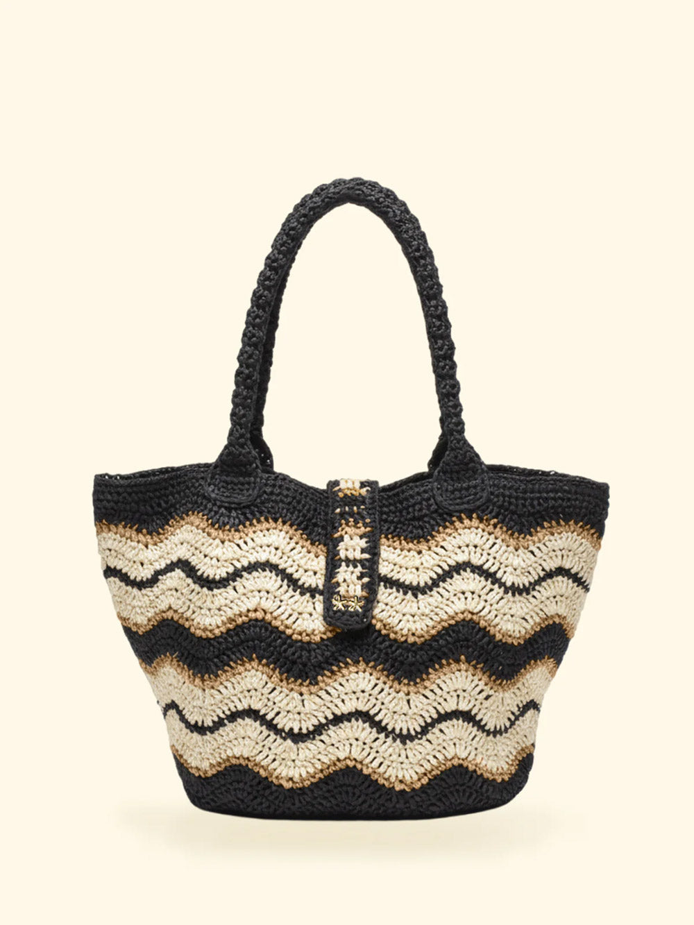 Maxi Bag Donna Paglia Uncinetto FK Bottone Frontale
